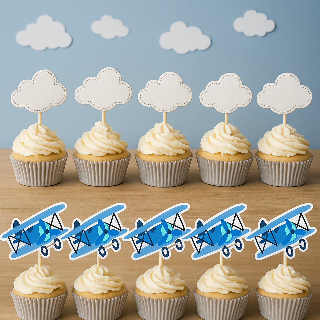 Cupcake Topper Avion Ciel