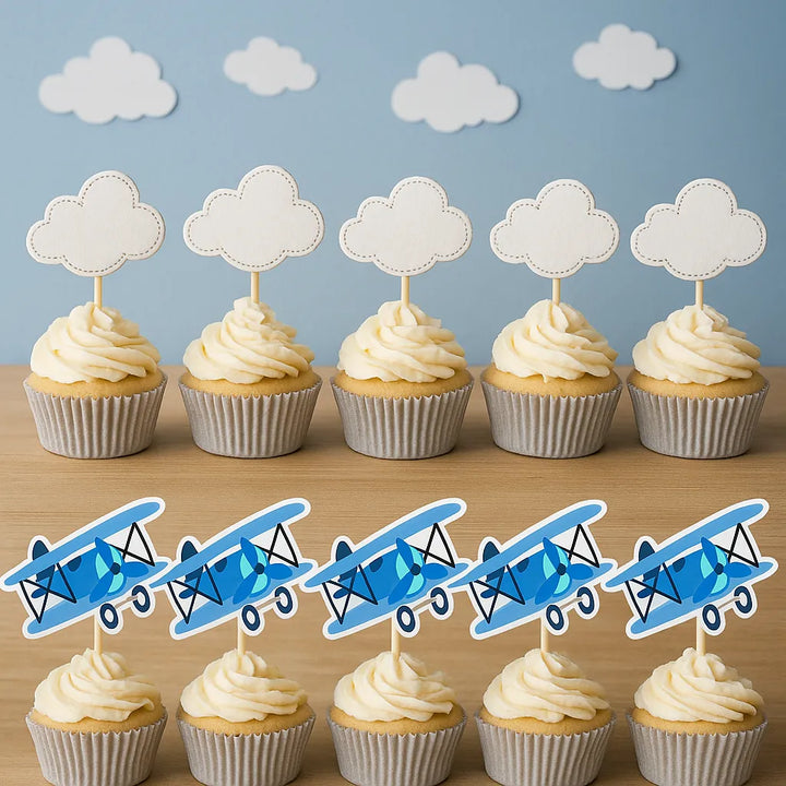 Cupcake Topper Avion Ciel Stylé