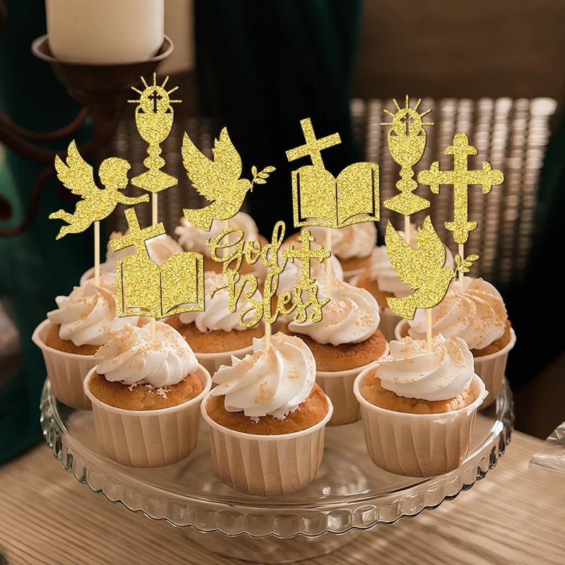 Cupcake Topper Baptême Chic