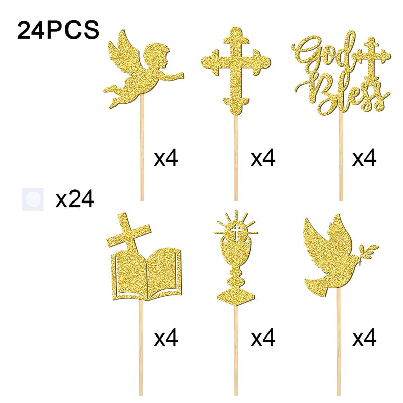 Cupcake Topper Baptême Durable