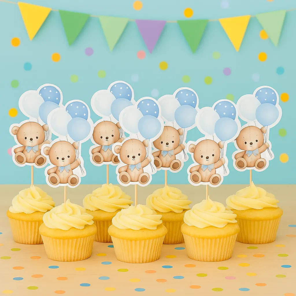 Cupcake Topper Ourson Bleu Mignon