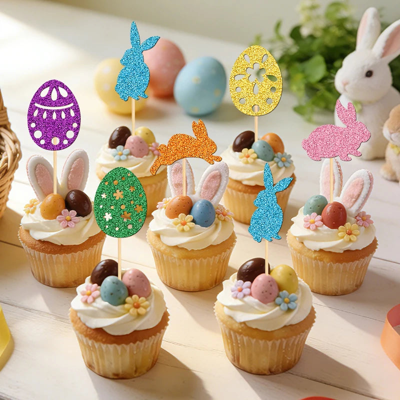 Cupcake Topper Pailleté Pâques