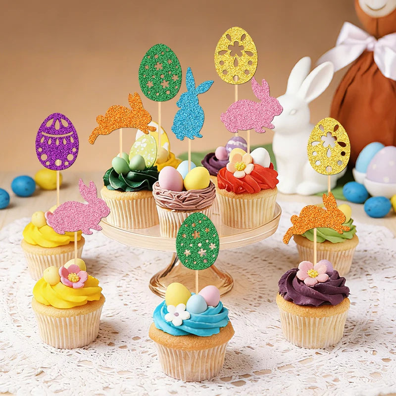 Cupcake Topper Pailleté Pâques Chic