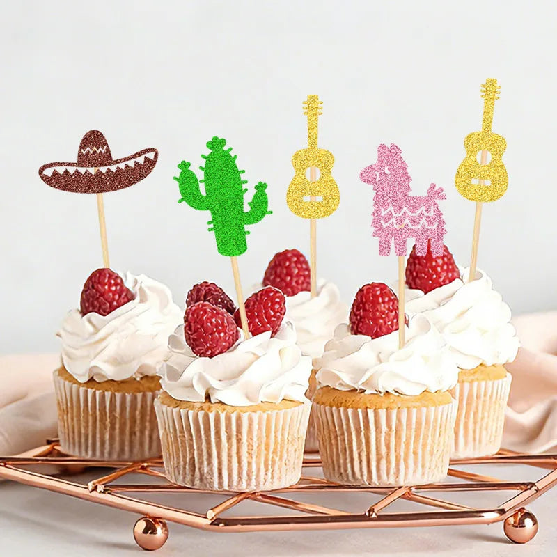 Cupcake Topper Thème Mexicain Chic