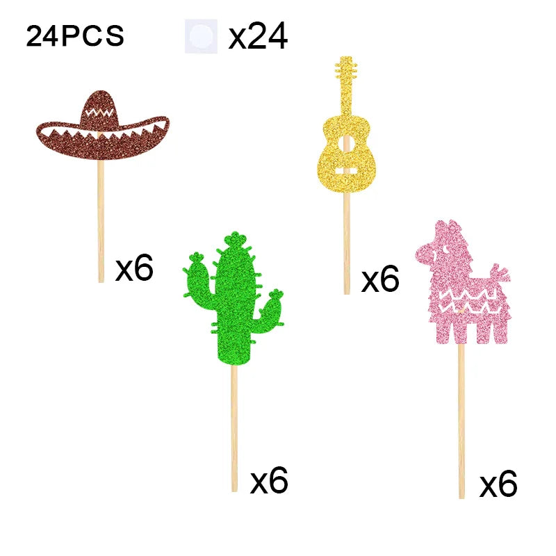 Cupcake Topper Thème Mexicain Durable
