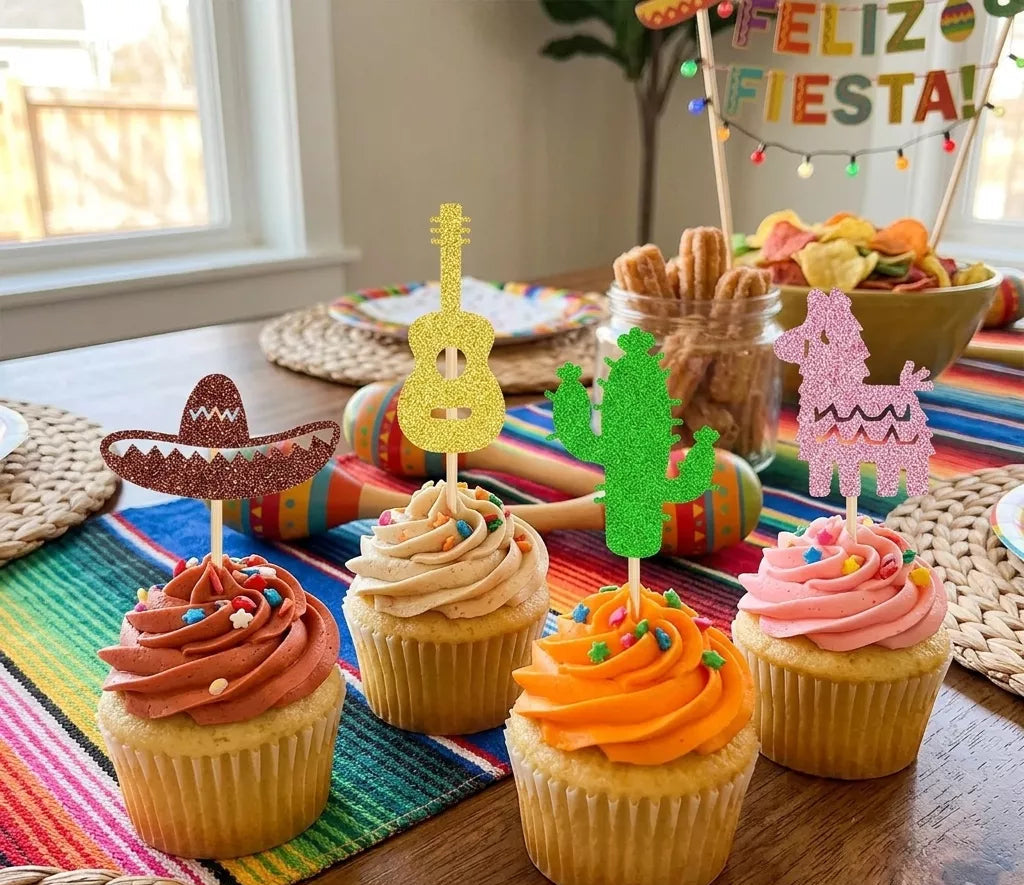 Cupcake Topper Thème Mexicain Léger