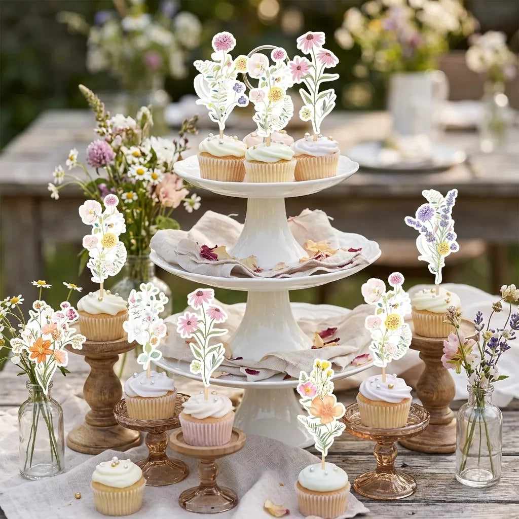 Cupcake Toppers Fleurs Sauvages Léger