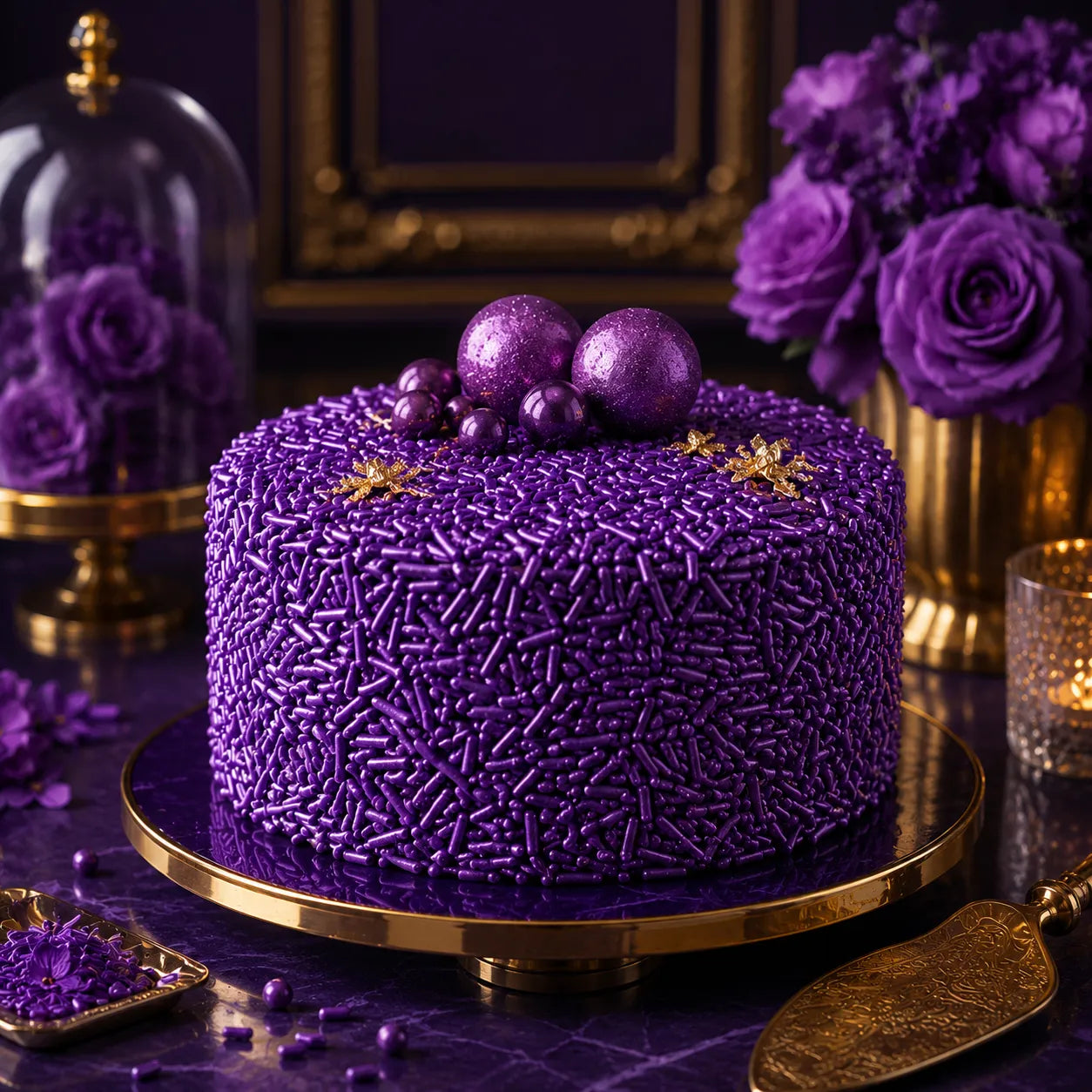 Déco Comestible Gâteau Violet Raffiné
