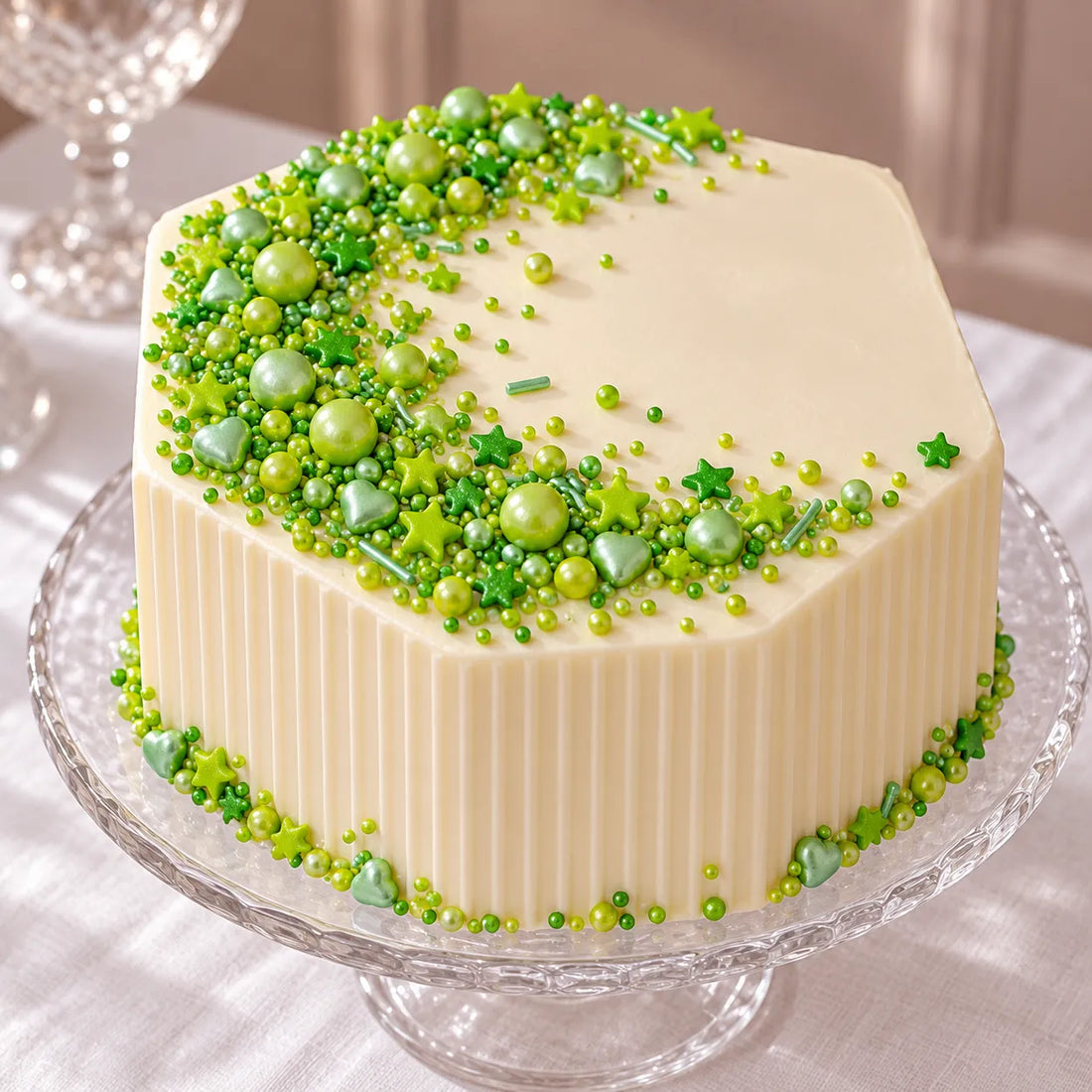 Déco Comestible Verte Pour Gâteau Croquant