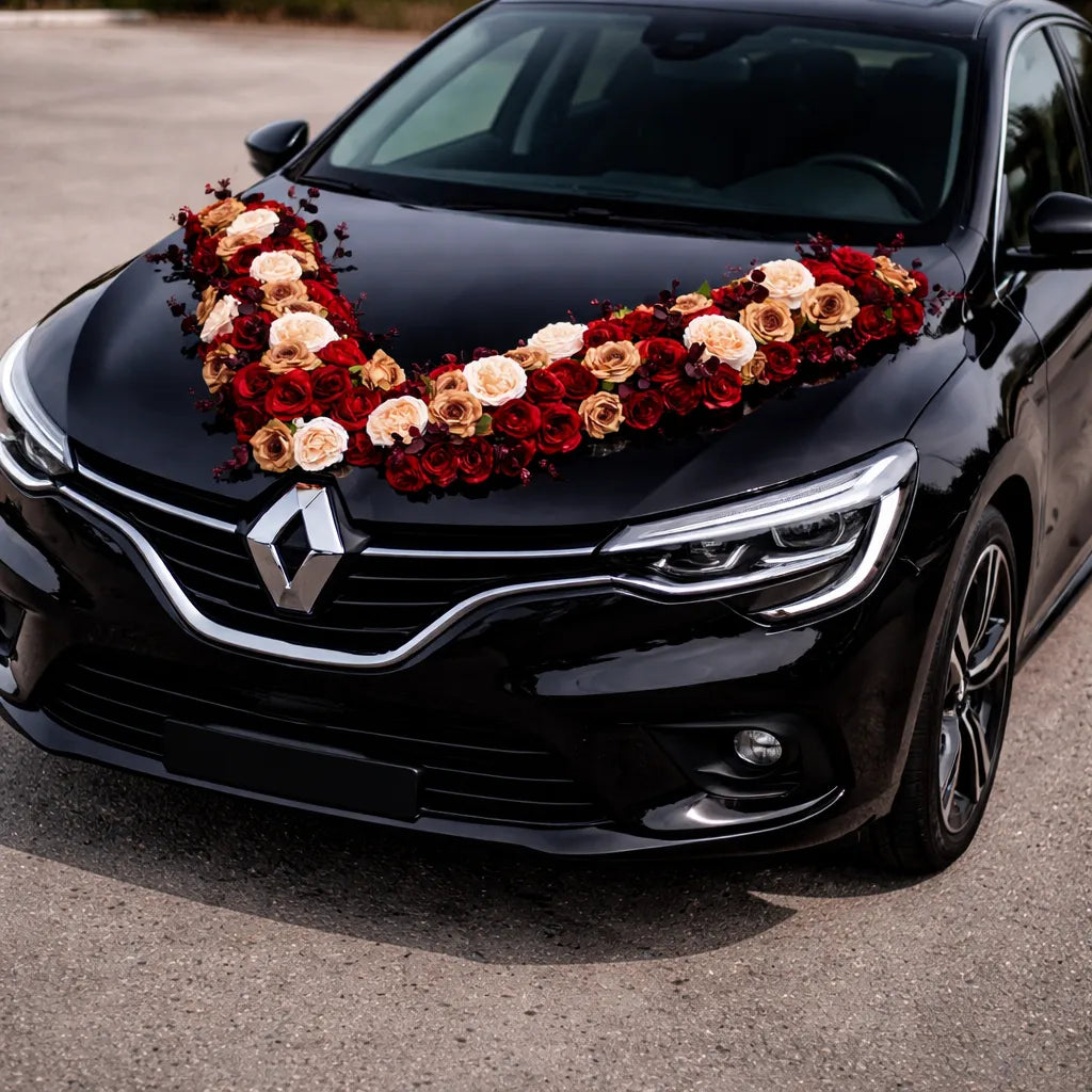 Déco Florale Artificielle Capot Voiture Mariage
