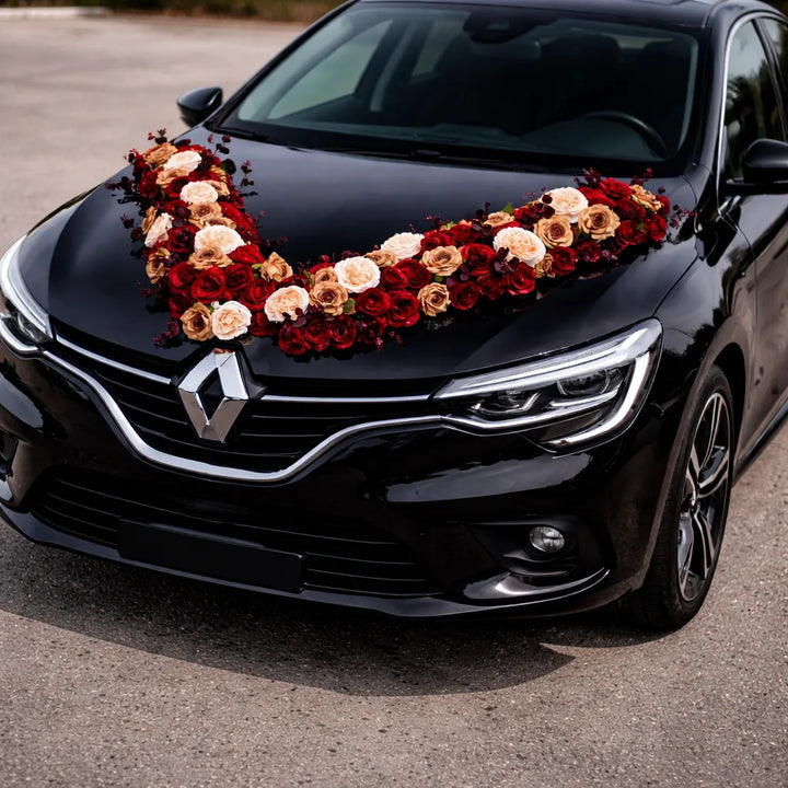 Déco Florale Artificielle Capot Voiture Mariage