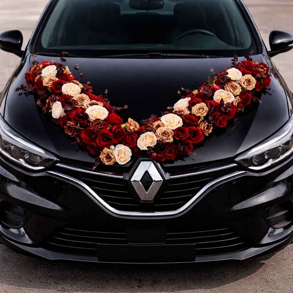Déco Florale Artificielle Capot Voiture Mariage Chic