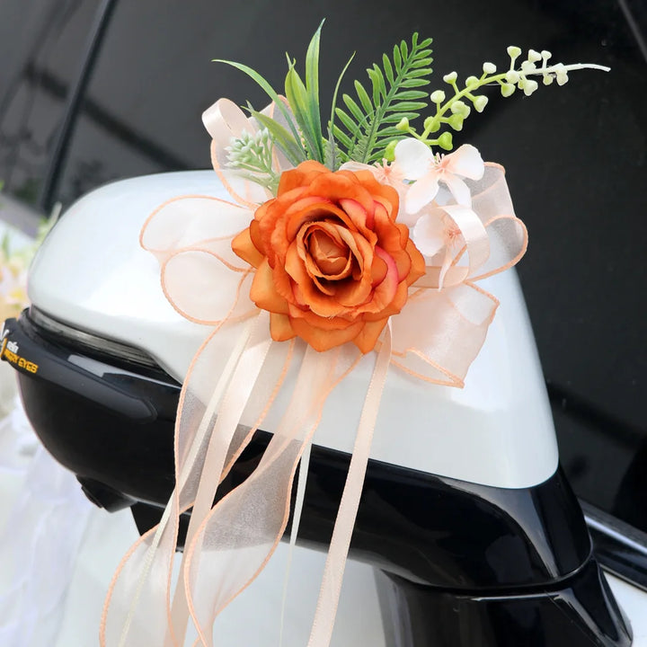 Déco Florale Orange Design Voiture