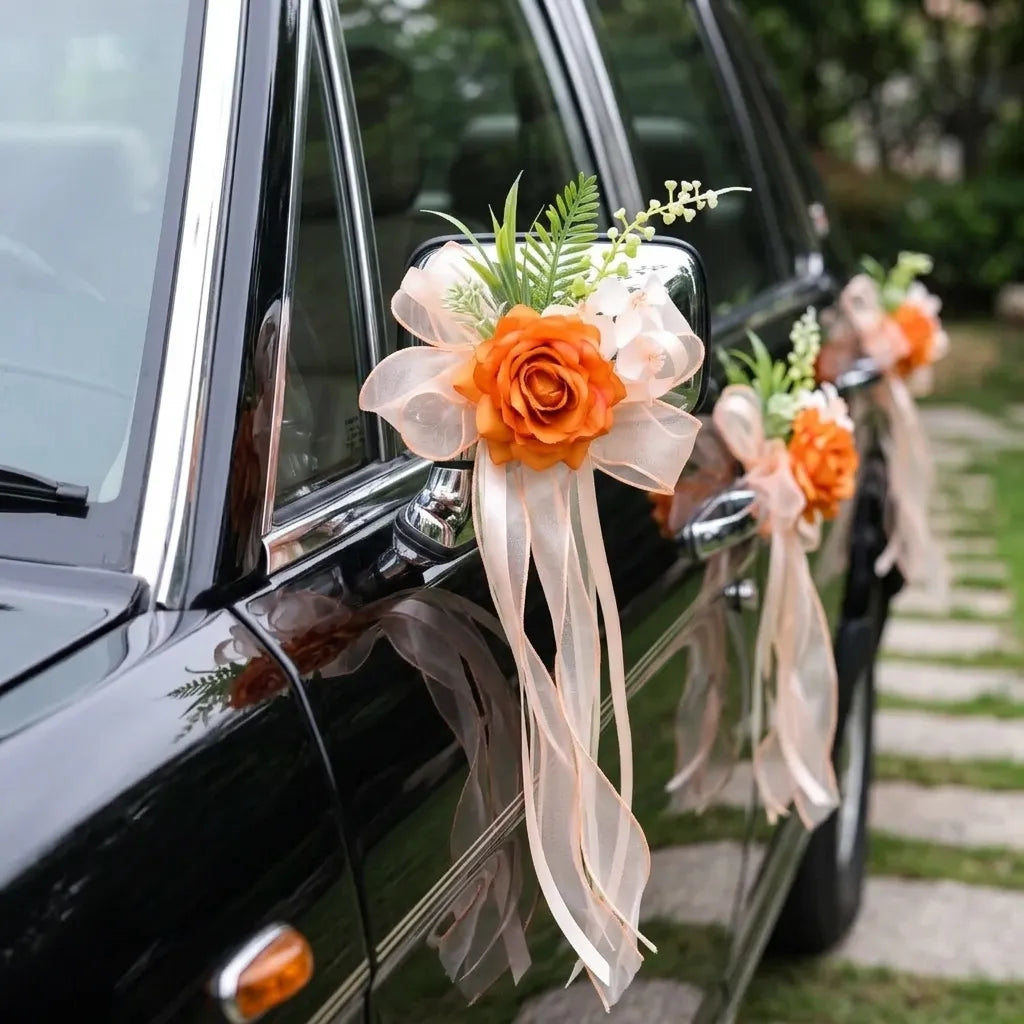 Déco Florale Orange Design Voiture Luxuriant