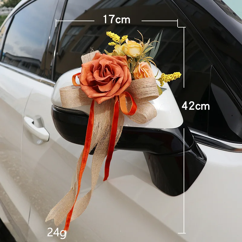 Déco Florale Orange à Ruban pour Voiture