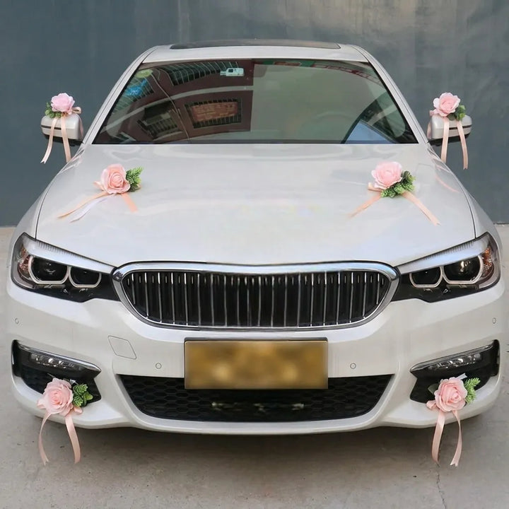 Déco Florale Rose Tendre Pour Voiture