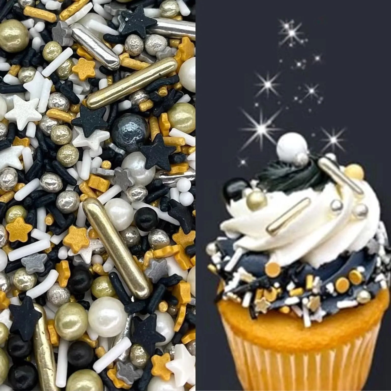 Déco Gâteau Comestible Noir et Doré Raffiné