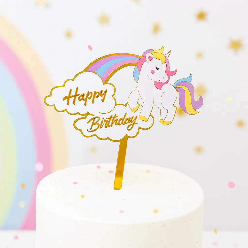 Déco Gâteau Licorne Colorée
