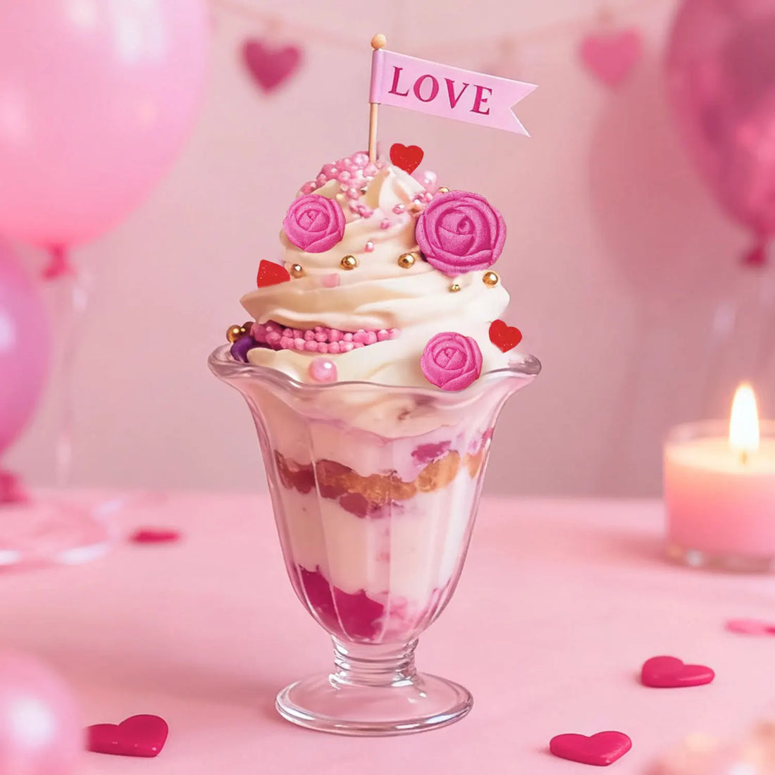 Déco Gâteau Romantique en Sucre Glamour