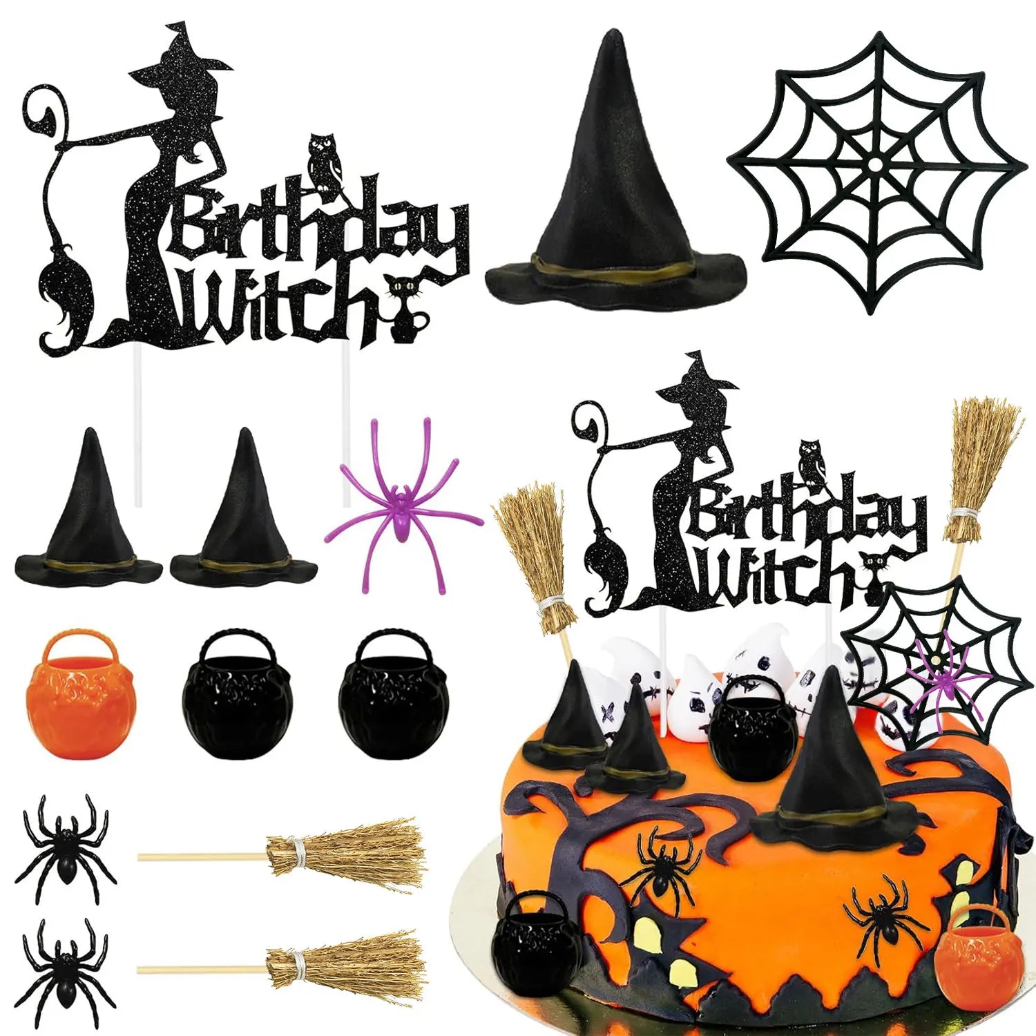 Déco Gâteau Thème Sorcière Halloween Chic