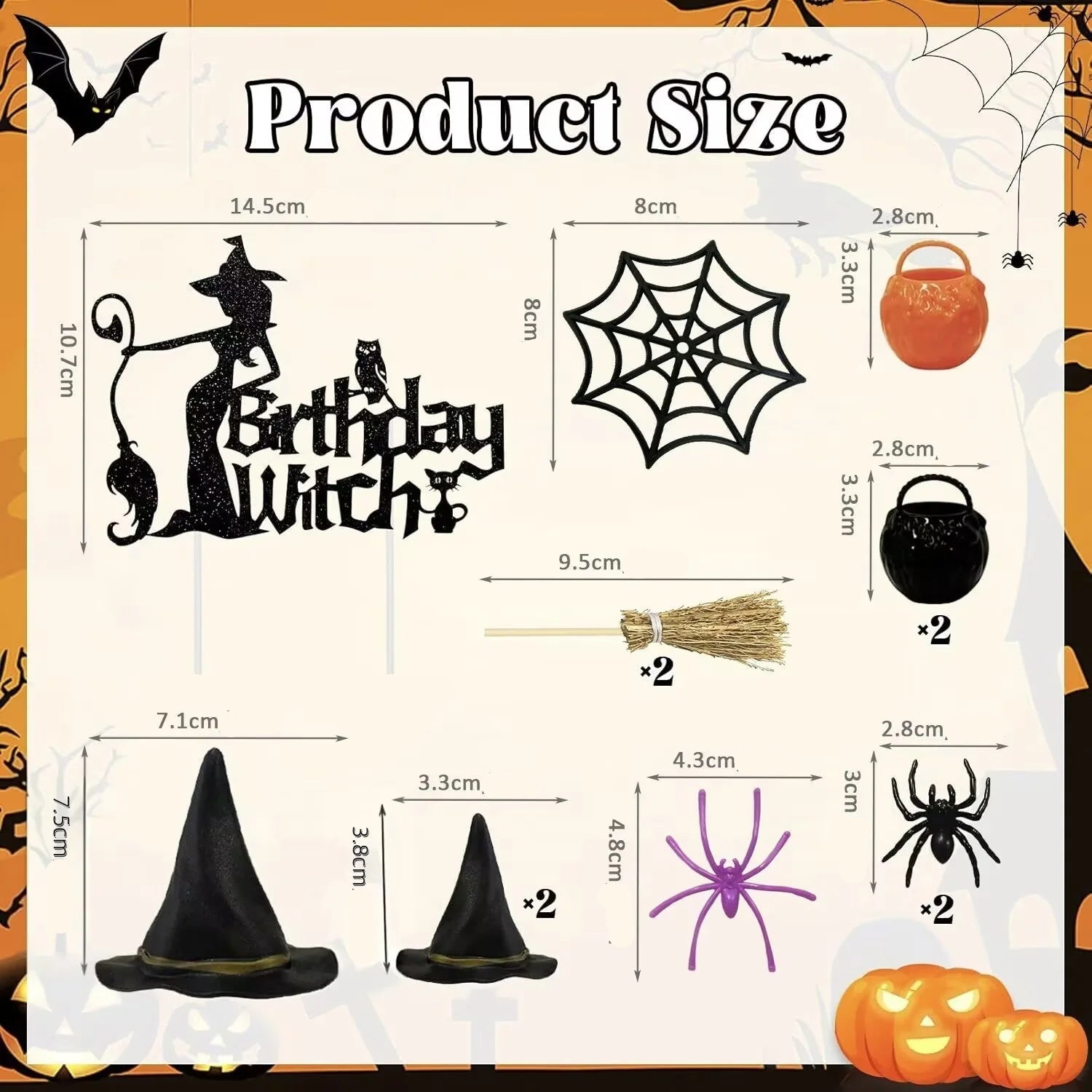 Déco Gâteau Thème Sorcière Halloween Résistante