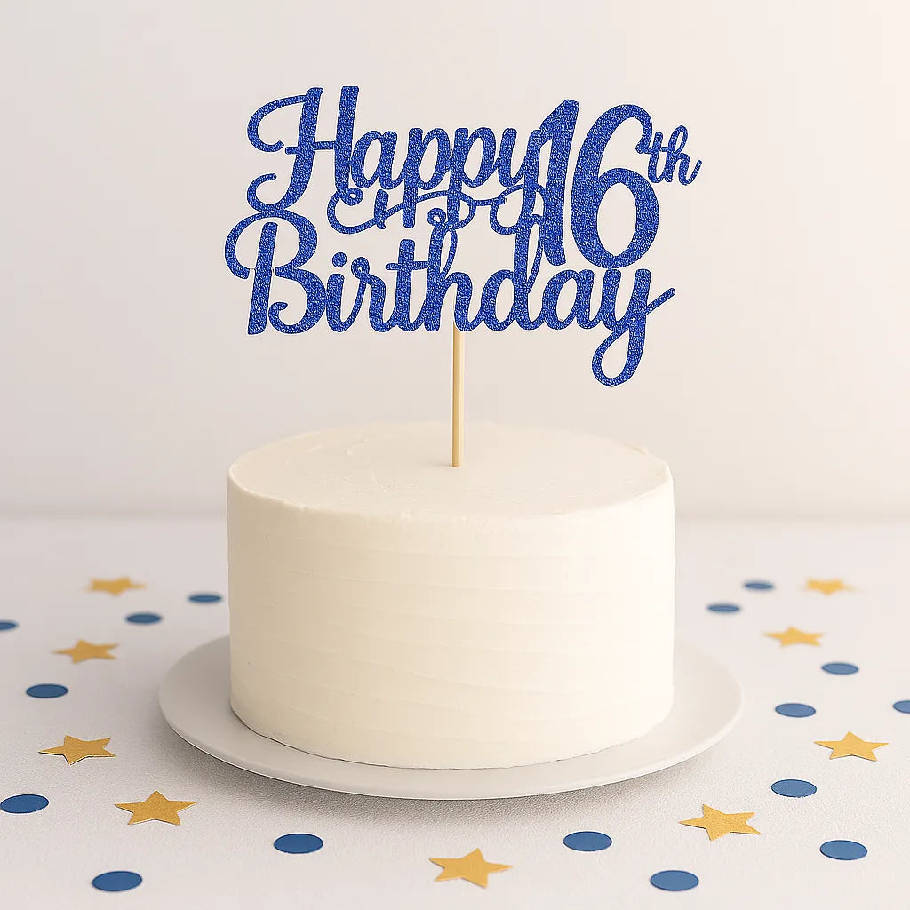 Déco Happy Birthday 16th Bleu Elégant