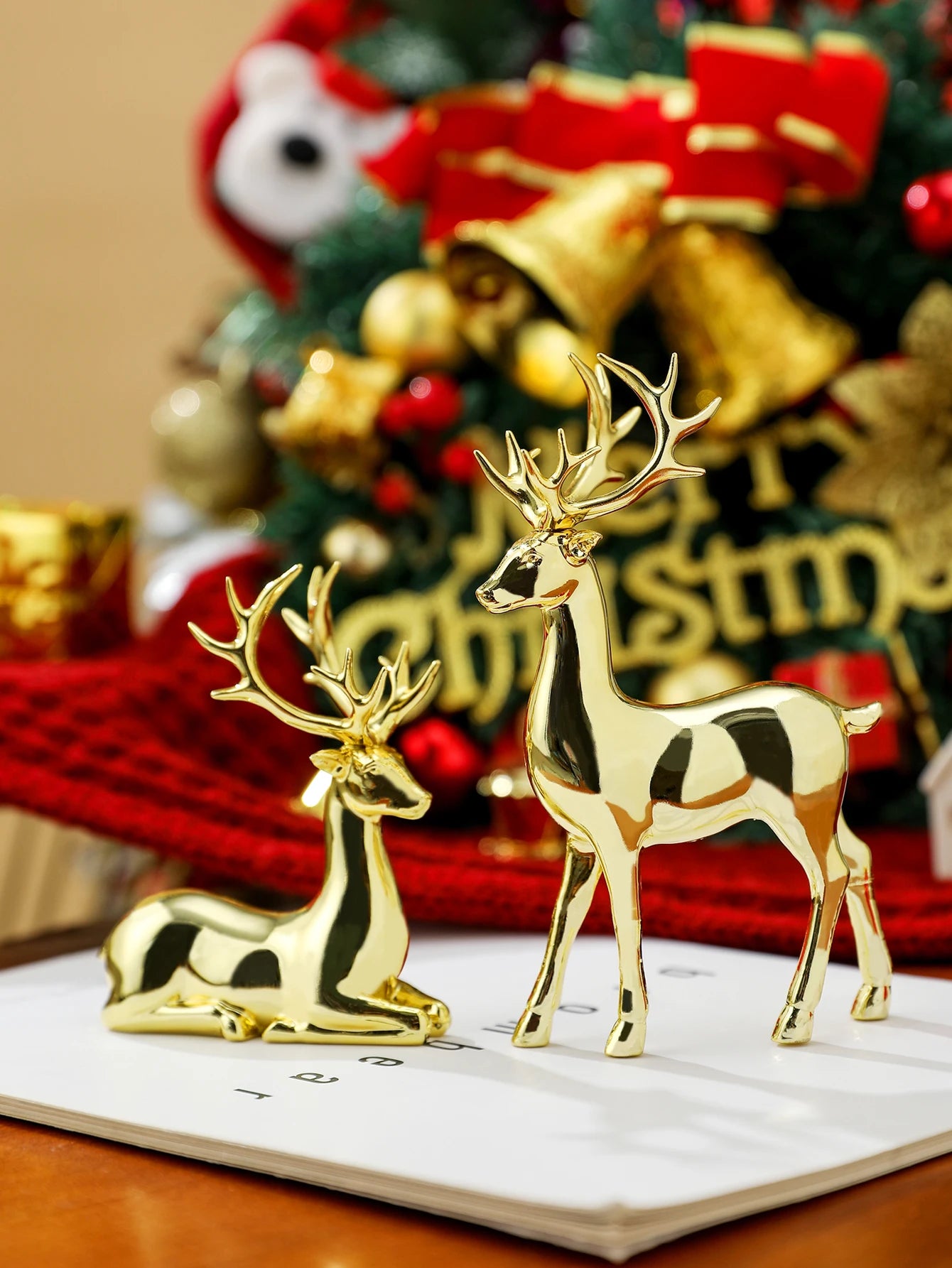 Déco Rennes de Noël Dorés
