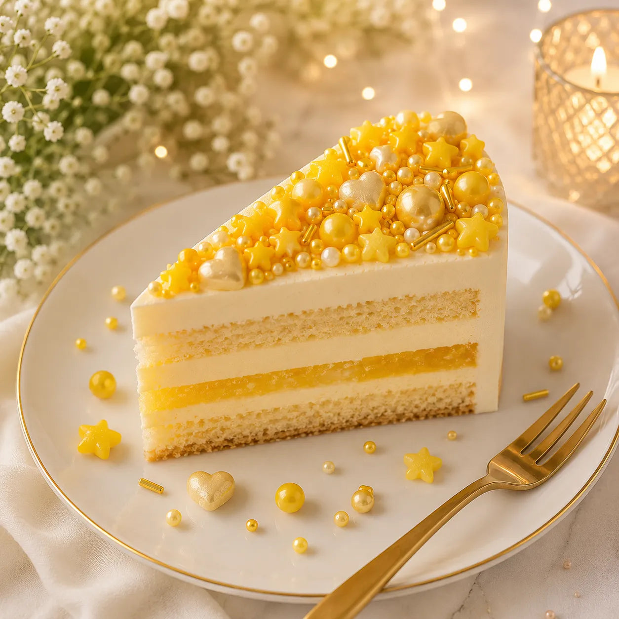 Déco Sucrée Gâteau Jaune ensoleillée