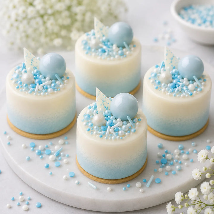 Déco Sucre Comestible Blanc et Bleu