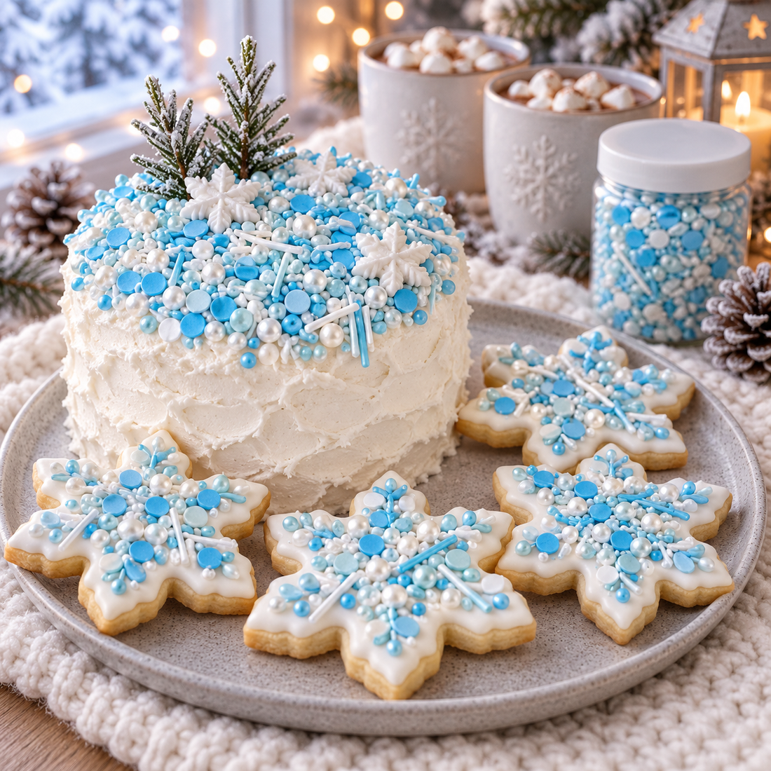 Déco Sucre Comestible Blanc et Bleu Cool