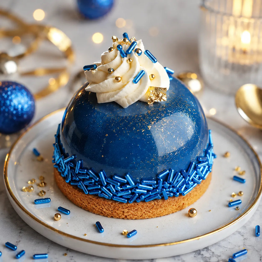 Déco Vermicelle Bleu Gâteau Brillant