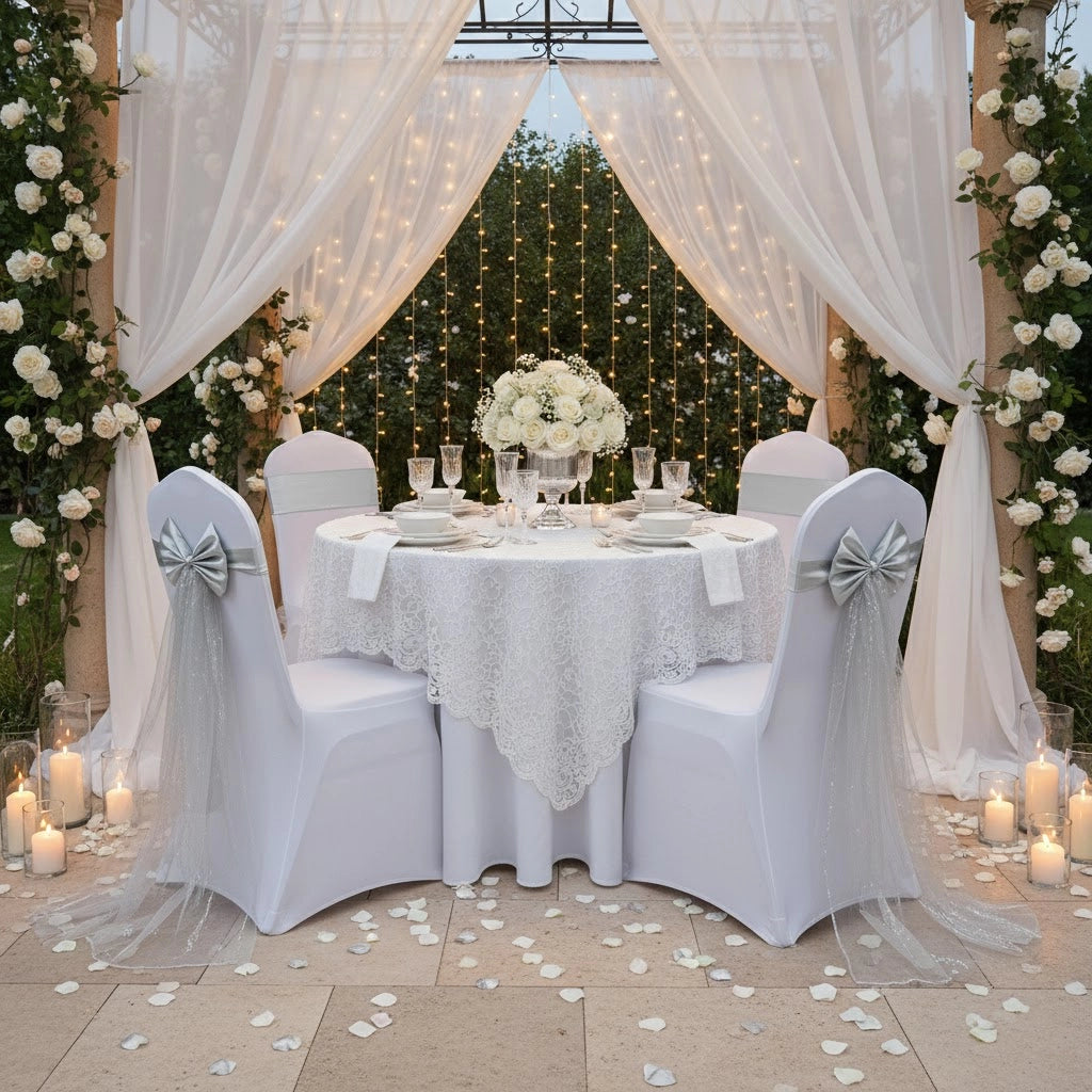 Déco de Chaise Mariage Noeud Argenté