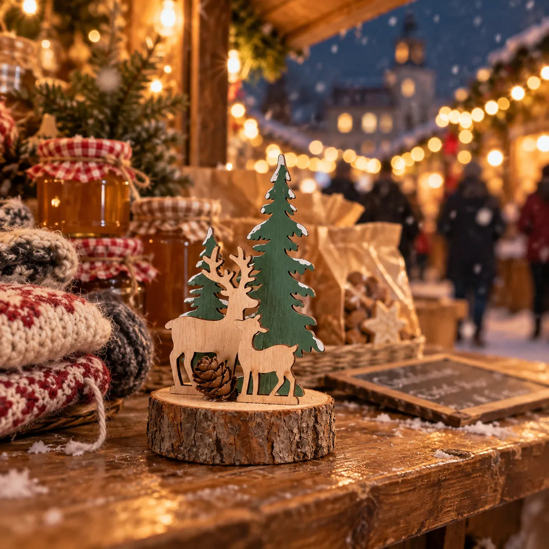 Déco de Table Sapin en Bois Festif