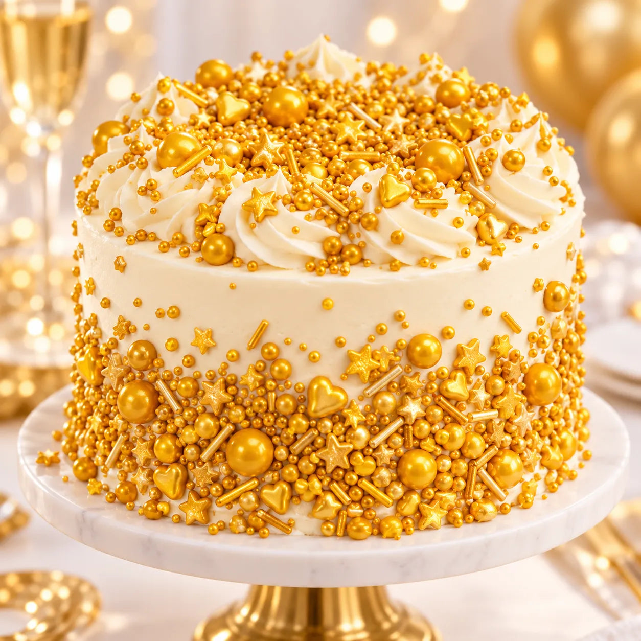 Décoration Gâteau Gold Comestible scintillant