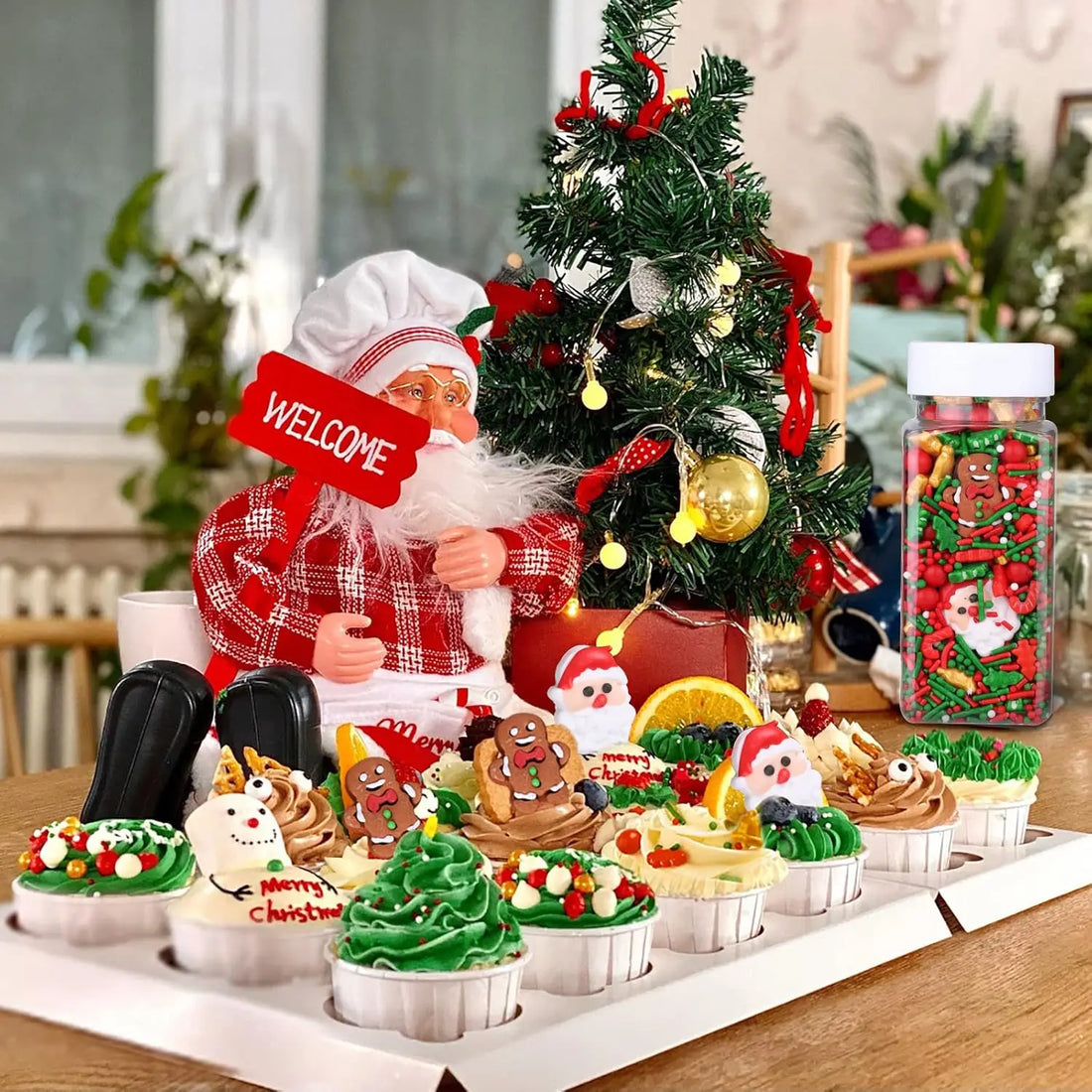 Décoration Gâteau Noël Festive
