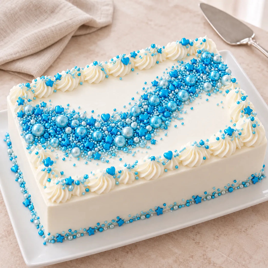Décoration Pour Gâteau Bleue Cœurs Et Etoiles Croquant