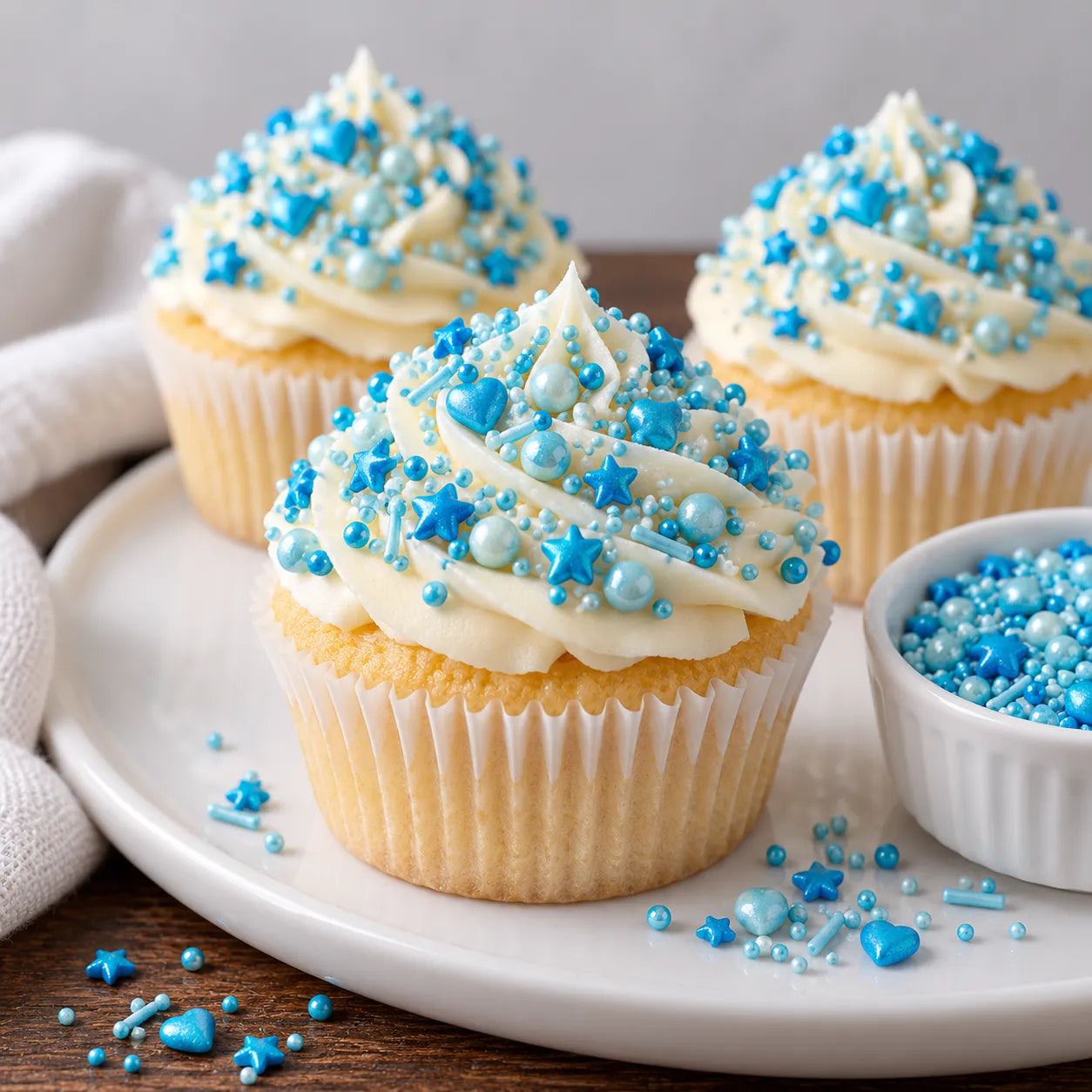 Décoration Pour Gâteau Bleue Cœurs Et Etoiles Unique