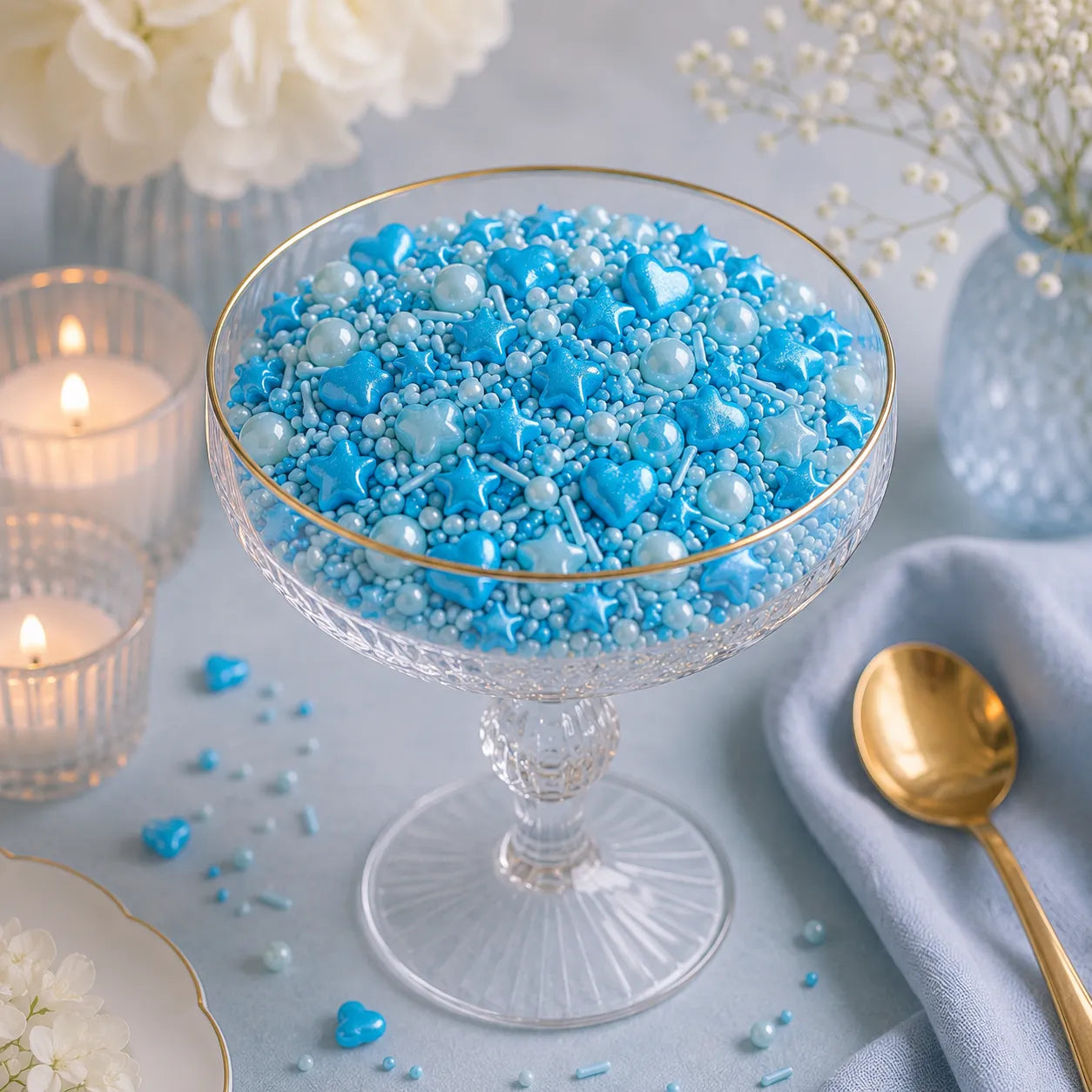 Décoration Pour Gâteau Bleue Cœurs Et Etoiles raffiné