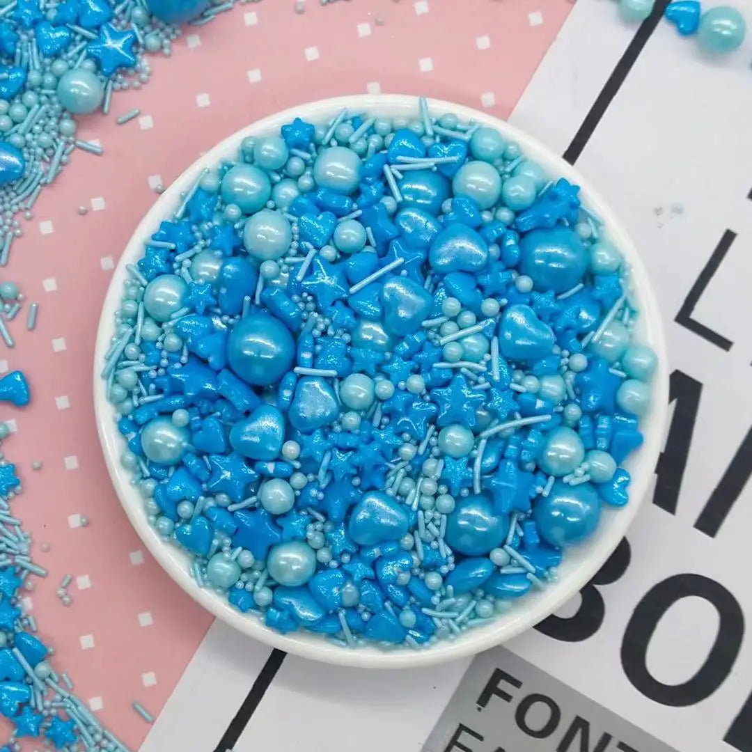 Décoration Pour Gâteau Bleue Cœurs Et Etoiles romantique