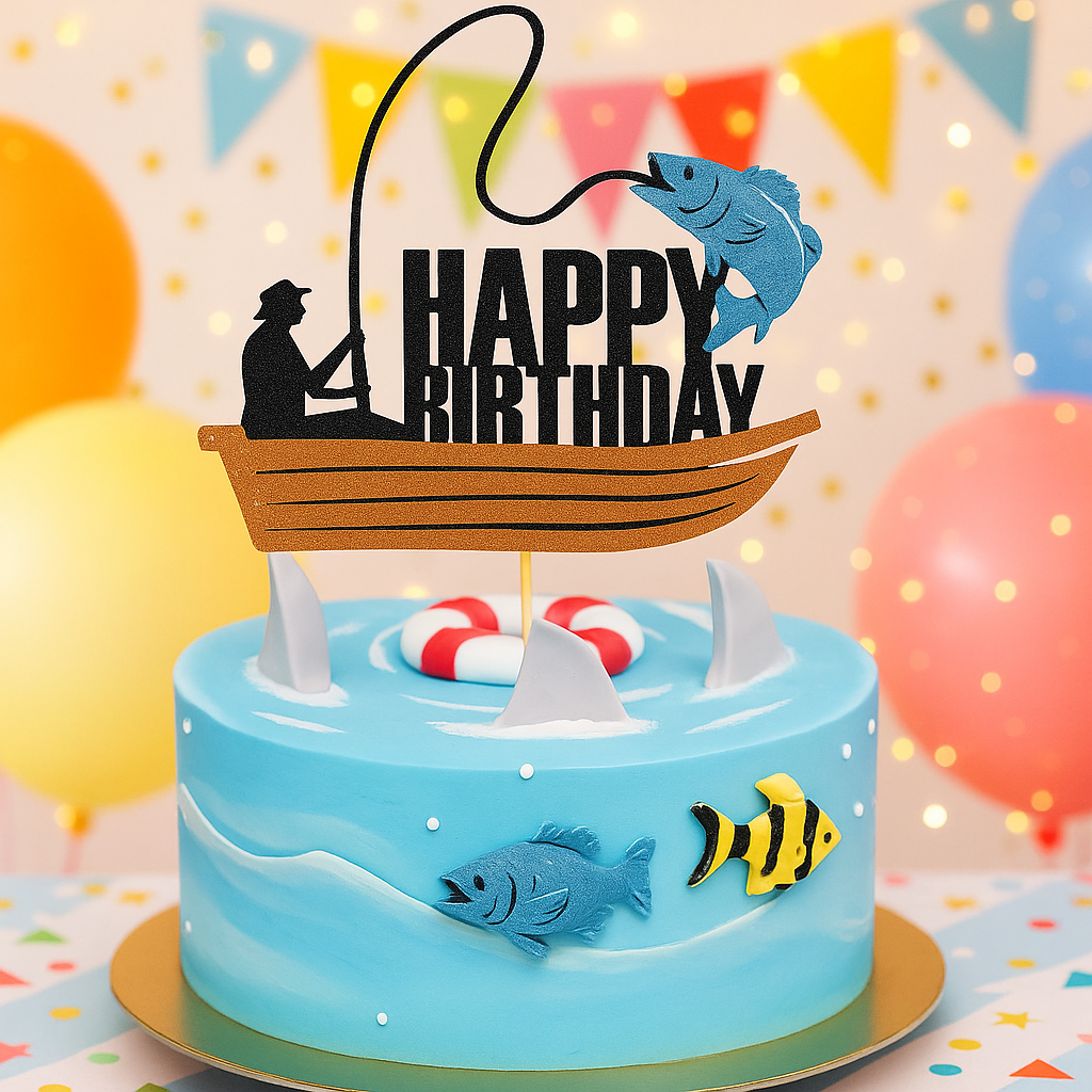 Décoration de Gâteau Bateau de Pêche