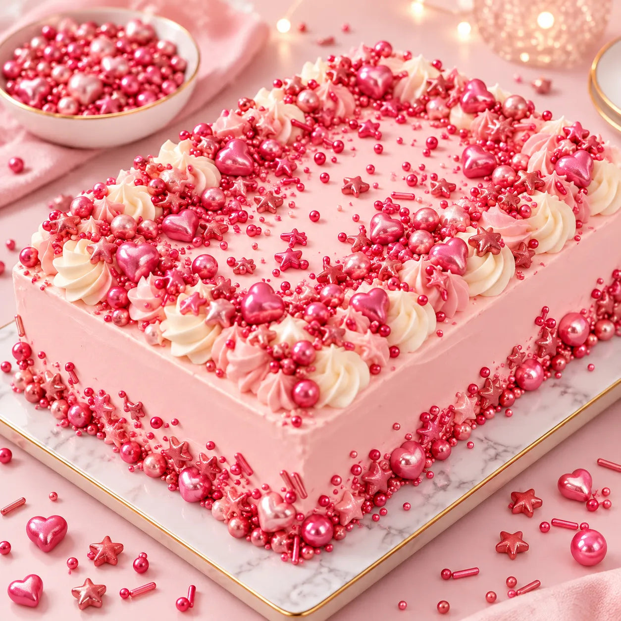 Décoration de Gâteau Rouge en Sucre romantique