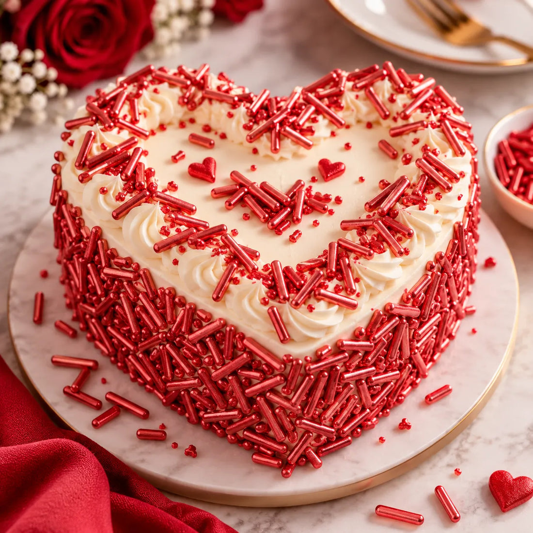 Décoration pour Gâteau Rouge chic