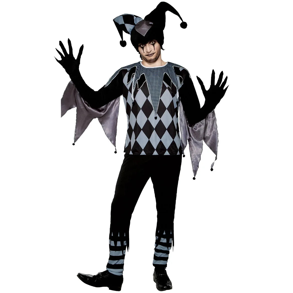 Déguisement Clown Arlequin Noir Original