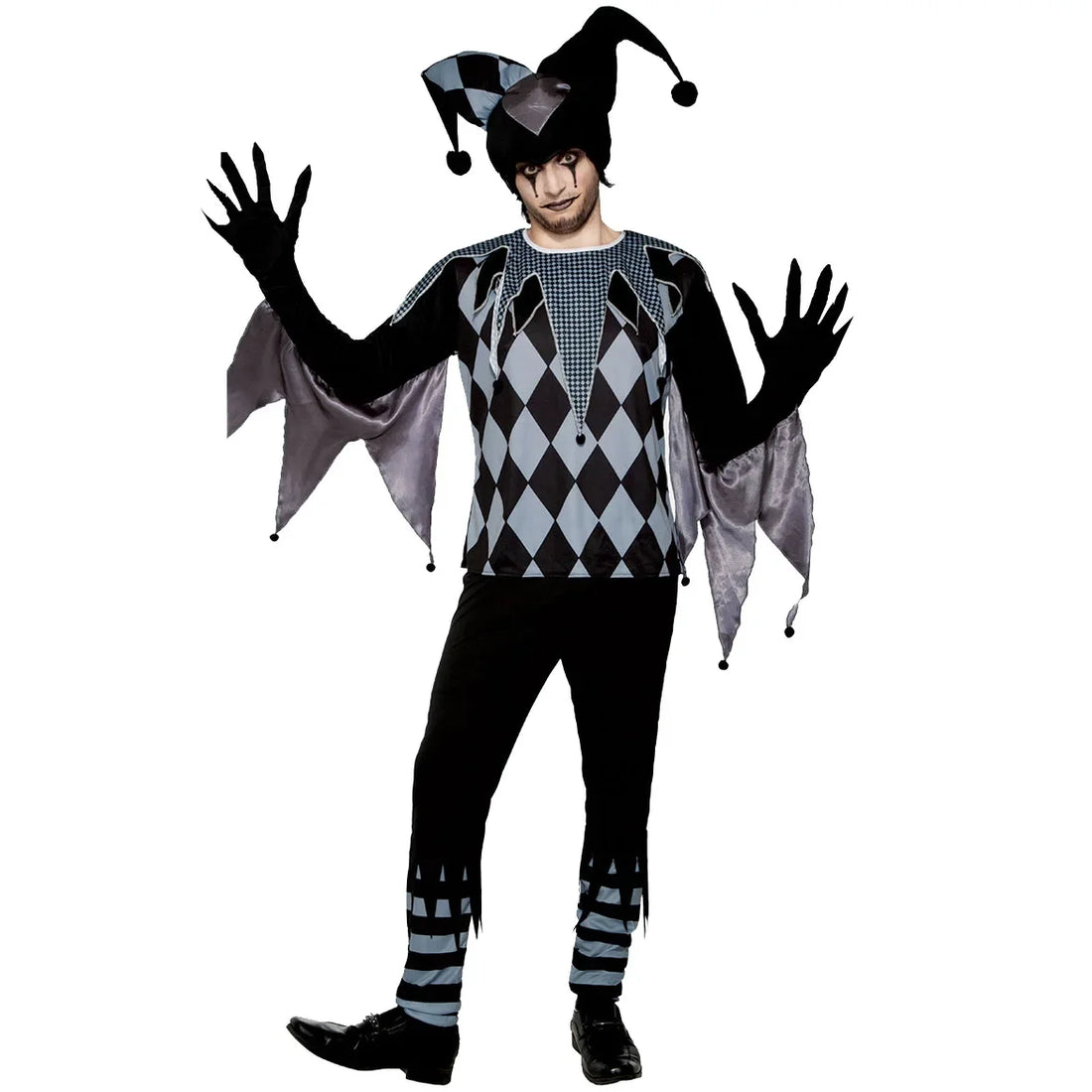Déguisement Clown Arlequin Noir Original