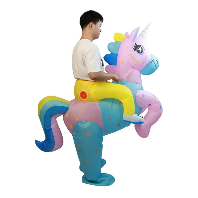 Déguisement Licorne Gonflable Bleu et Rose léger
