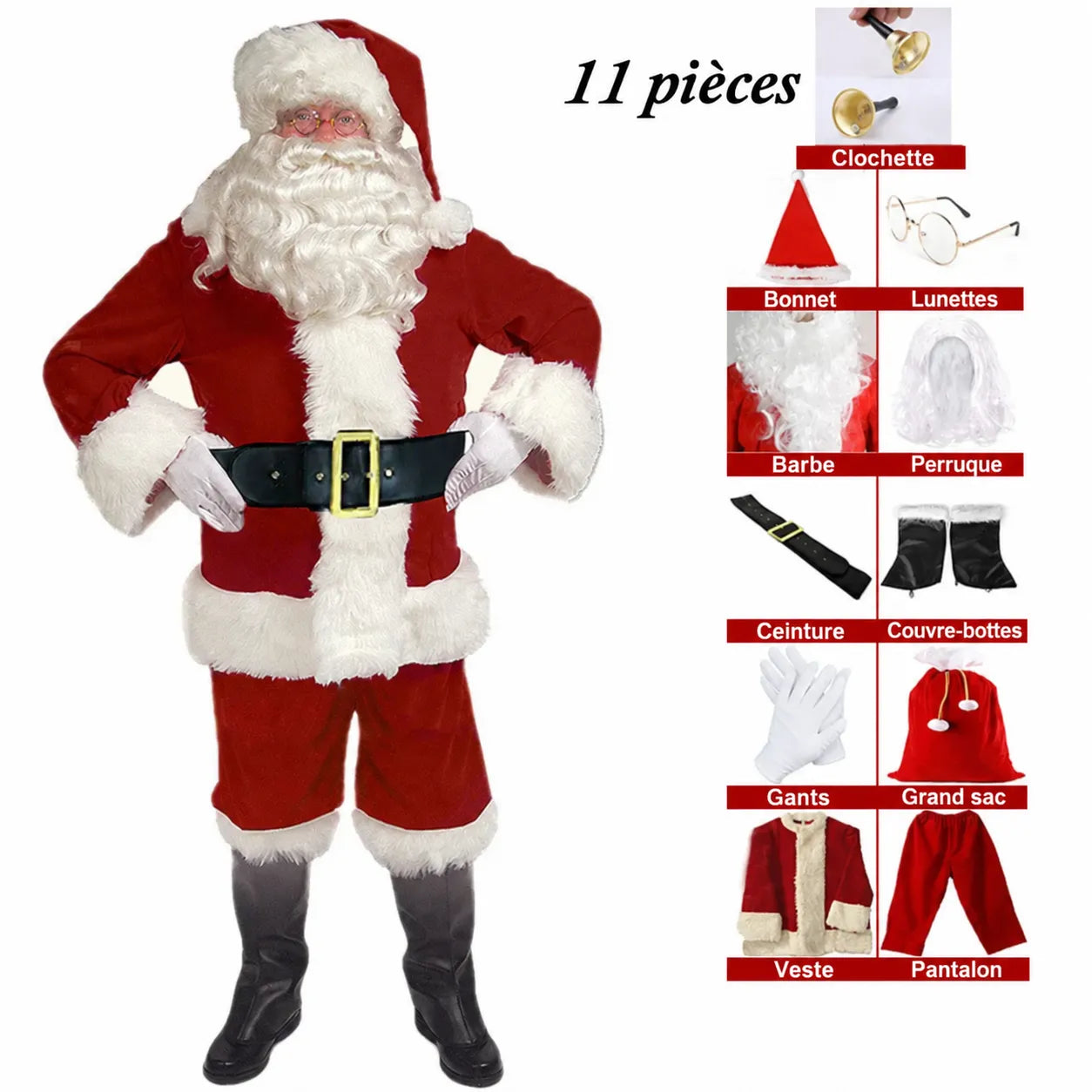 Déguisement Père Noël Complet accessoires