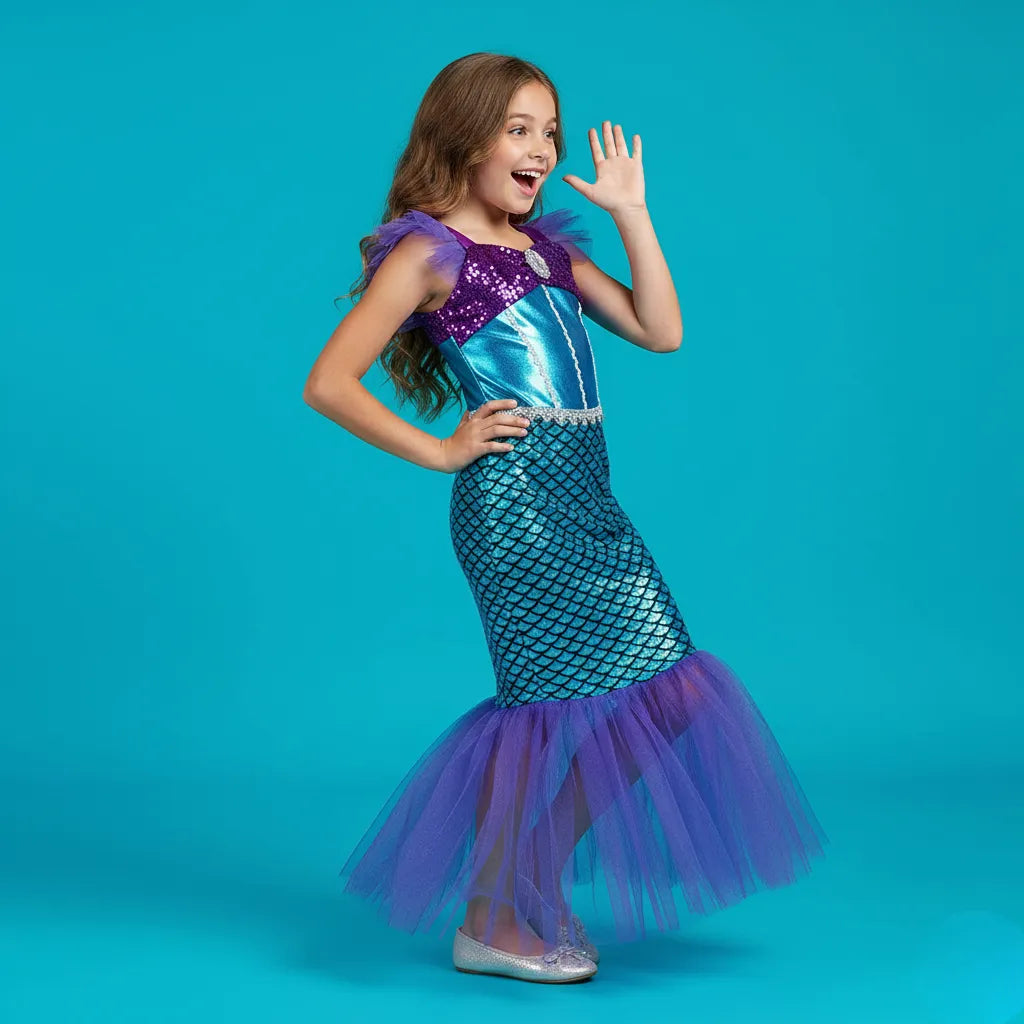 Déguisement Sirène Bleu Métallisé