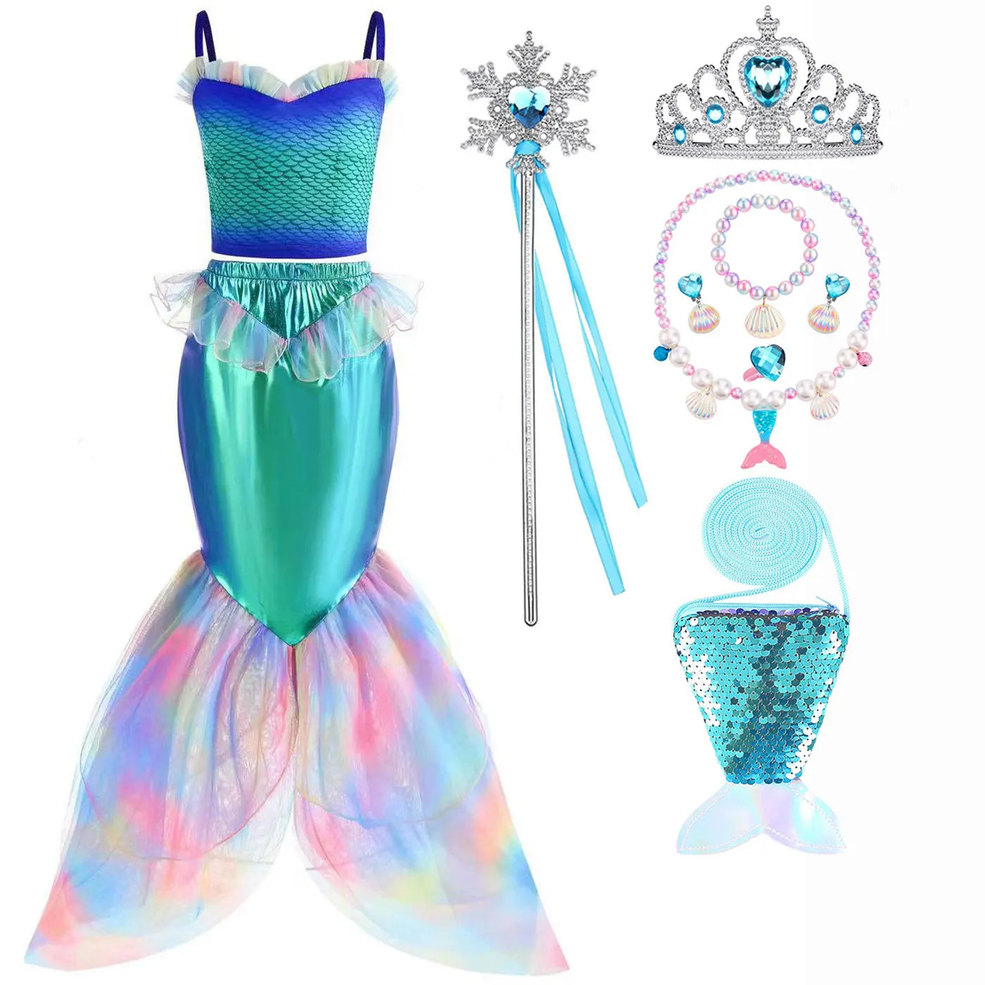 Déguisement Sirène Deux Pièces Avec Accessoires Complet