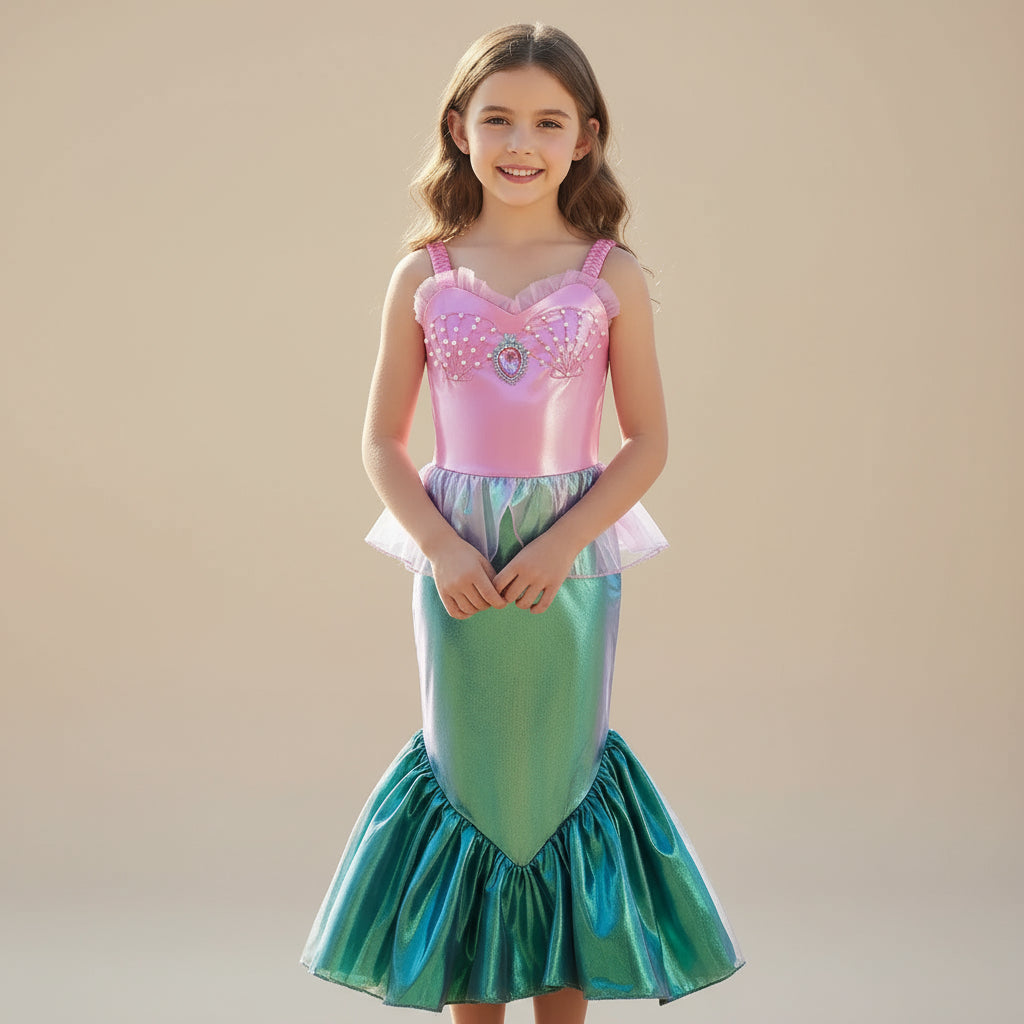 Déguisement Sirène Vert et Rose Métallisé chic