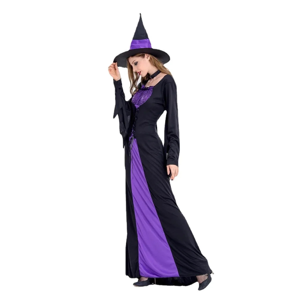 Déguisement Sorcière Noir et Violet Stylée